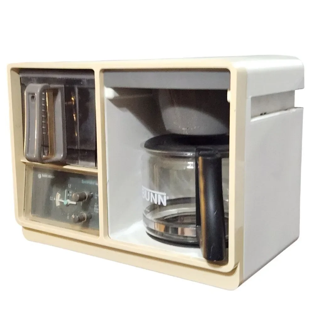 Vintage Black and Decker Spacemaker Coffee Pot Clock Camper Camping Beige Gray